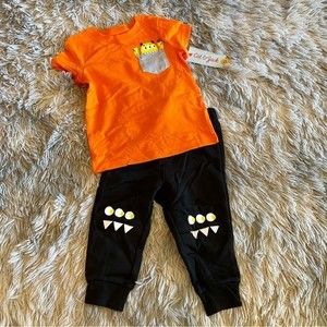 Cat & Jack Toddler Monster Halloween Outfit Orange & Black NWT